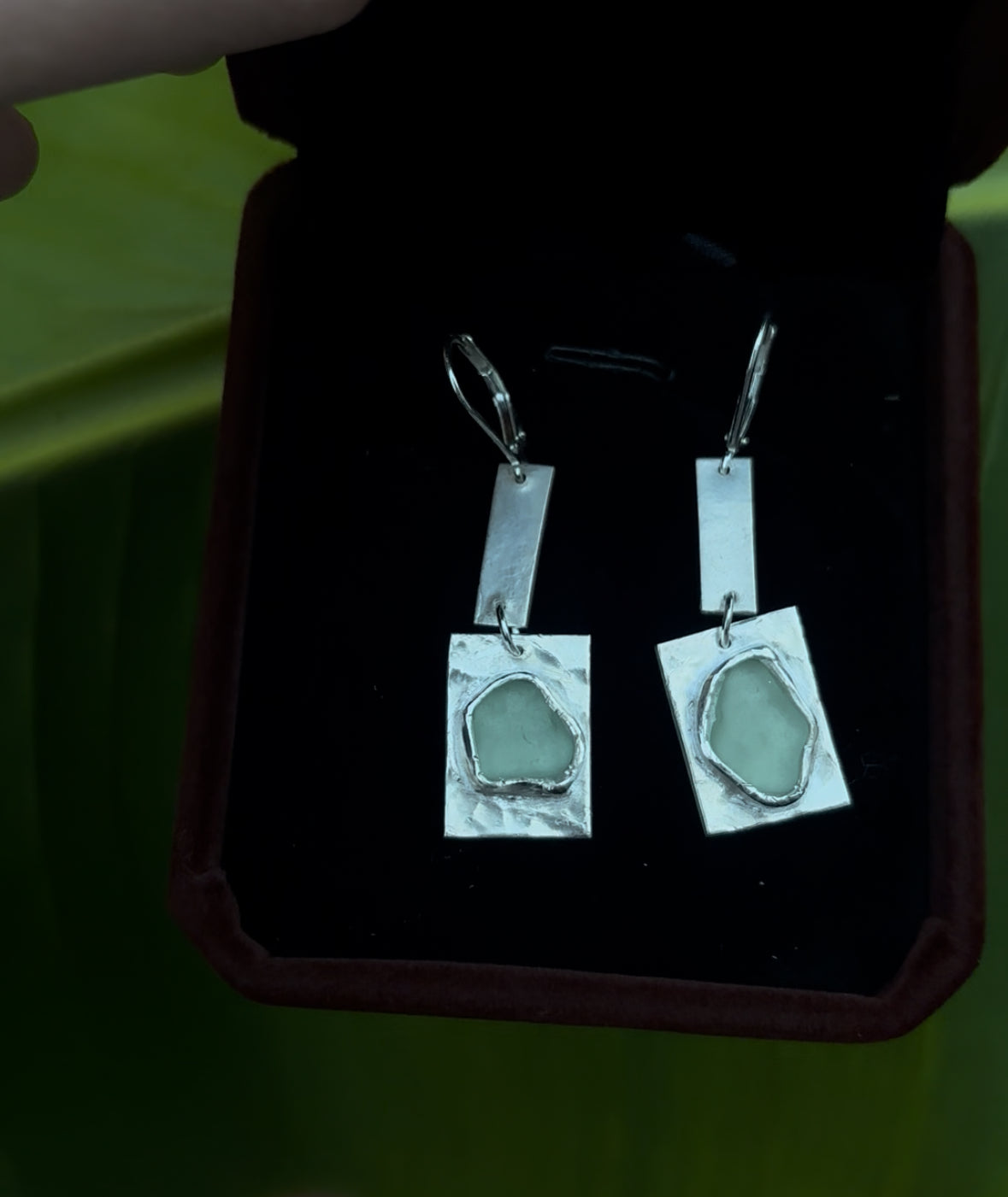 sea glass .999 silver drop earrings